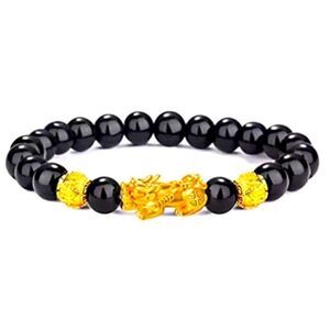 💜 Black Obsidian Feng Shui Wealth Charm Bracelet